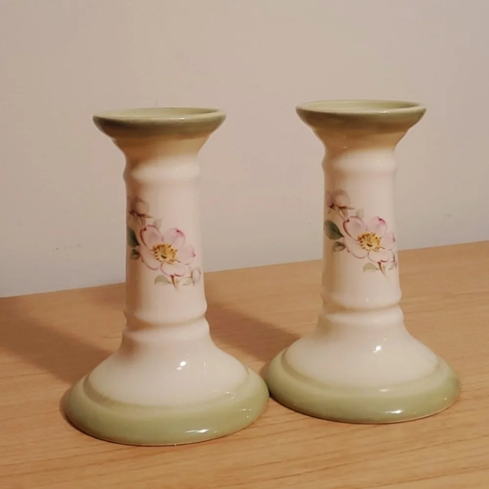 Blakeney‎ Candleholder set of 2 Made n England Floral 5